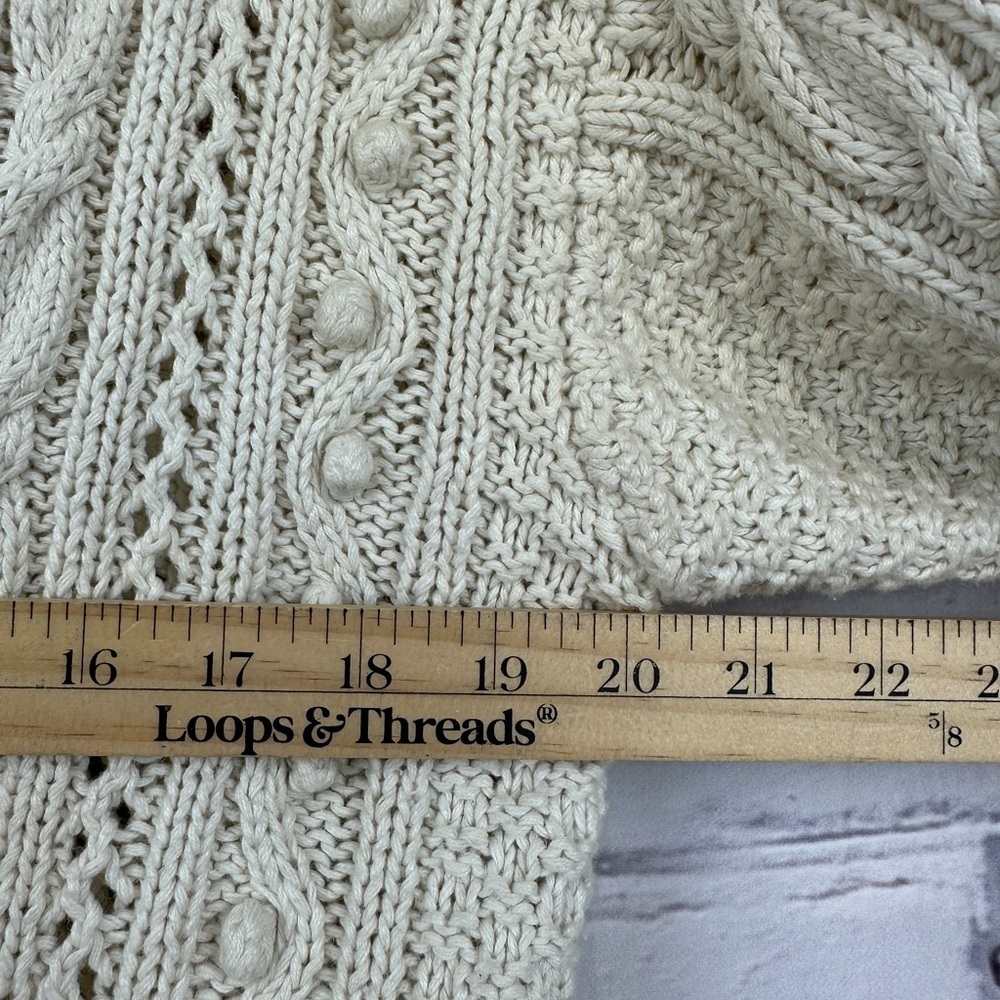 Vtg Distinction Hand Knitted Cardigan Sweater Cable Knit Med Cottagecore Granny - Picture 7 of 9
